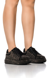 KINGDOM BLACK EMBELLISHED SNEAKER IN BLACK