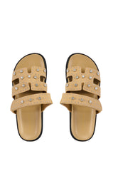 LEISURE EMBELLISHED FLAT SANDAL IN NUDE