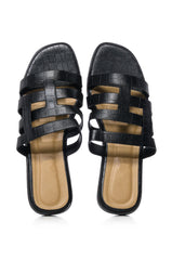 MILLI FLAT CAGE SANDAL IN BLACK