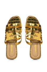 MILLI BASIC BRAID DESIGN FLAT SANDAL IN GOLD