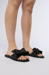 RESORT STAY BLACK BOW FLAT SLIDE