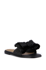 RESORT STAY BLACK BOW FLAT SLIDE