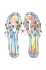 ROANA HOLOGRAPHIC EMBELLISHED FLAT SANDAL