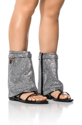 CAPE ROBBIN SHES DIFFERENT RHINESTONE SHEATH SANDAL IN BLACK