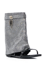 CAPE ROBBIN SHES DIFFERENT RHINESTONE SHEATH SANDAL IN BLACK