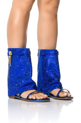 CAPE ROBBIN SHES DIFFERENT RHINESTONE SHEATH SANDAL IN BLUE