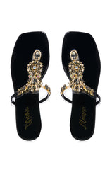 SHINEE EMBELLISHED FLAT SANDAL IN BLACK