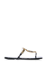 SHINEE EMBELLISHED FLAT SANDAL IN BLACK