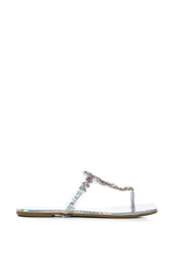SHINEE EMBELLISHED FLAT SANDAL IN HOLOGRAM