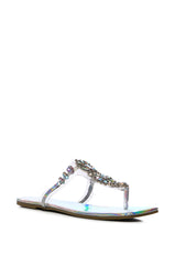 SHINEE EMBELLISHED FLAT SANDAL IN HOLOGRAM