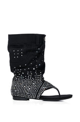 PLEXI BLACK EMBELLISHED COVERED SANDAL