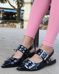 Buckle Leather Ballet Low Heel Flats