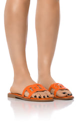 GOOEY BASIC DESIGN SLIP ON FLAT SANDAL IN ORANGE