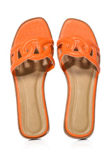 GOOEY BASIC DESIGN SLIP ON FLAT SANDAL IN ORANGE