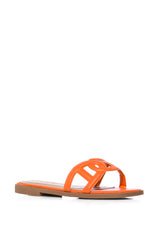 GOOEY BASIC DESIGN SLIP ON FLAT SANDAL IN ORANGE