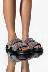 TAKE ME TO SPACE FLAT SANDAL IN BLACK