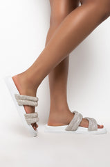 TAKE ME TO SPACE FLAT SANDAL IN WHITE