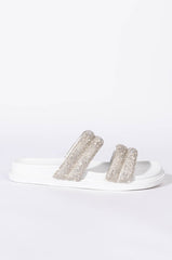 TAKE ME TO SPACE FLAT SANDAL IN WHITE