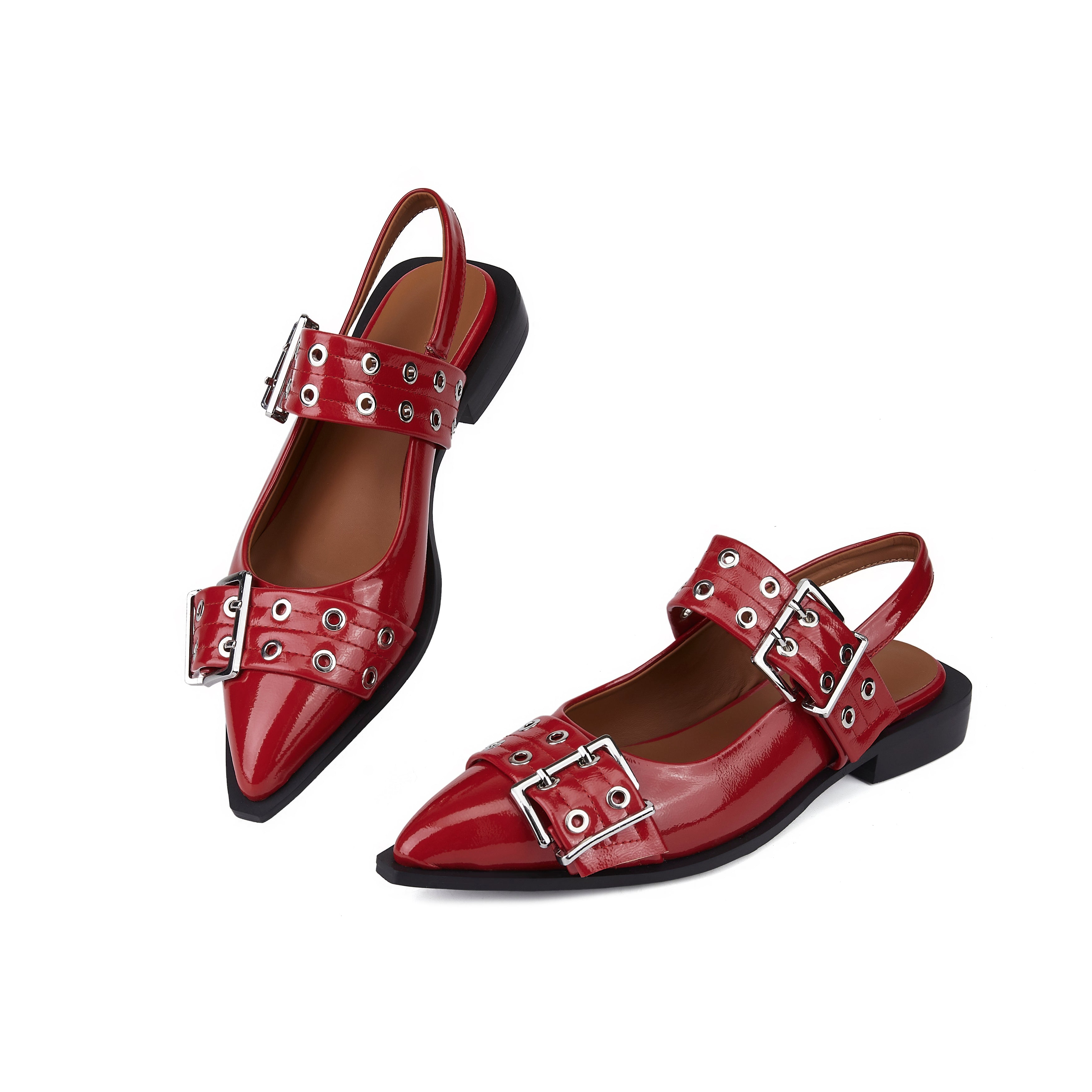 Buckle Leather Ballet Low Heel Flats