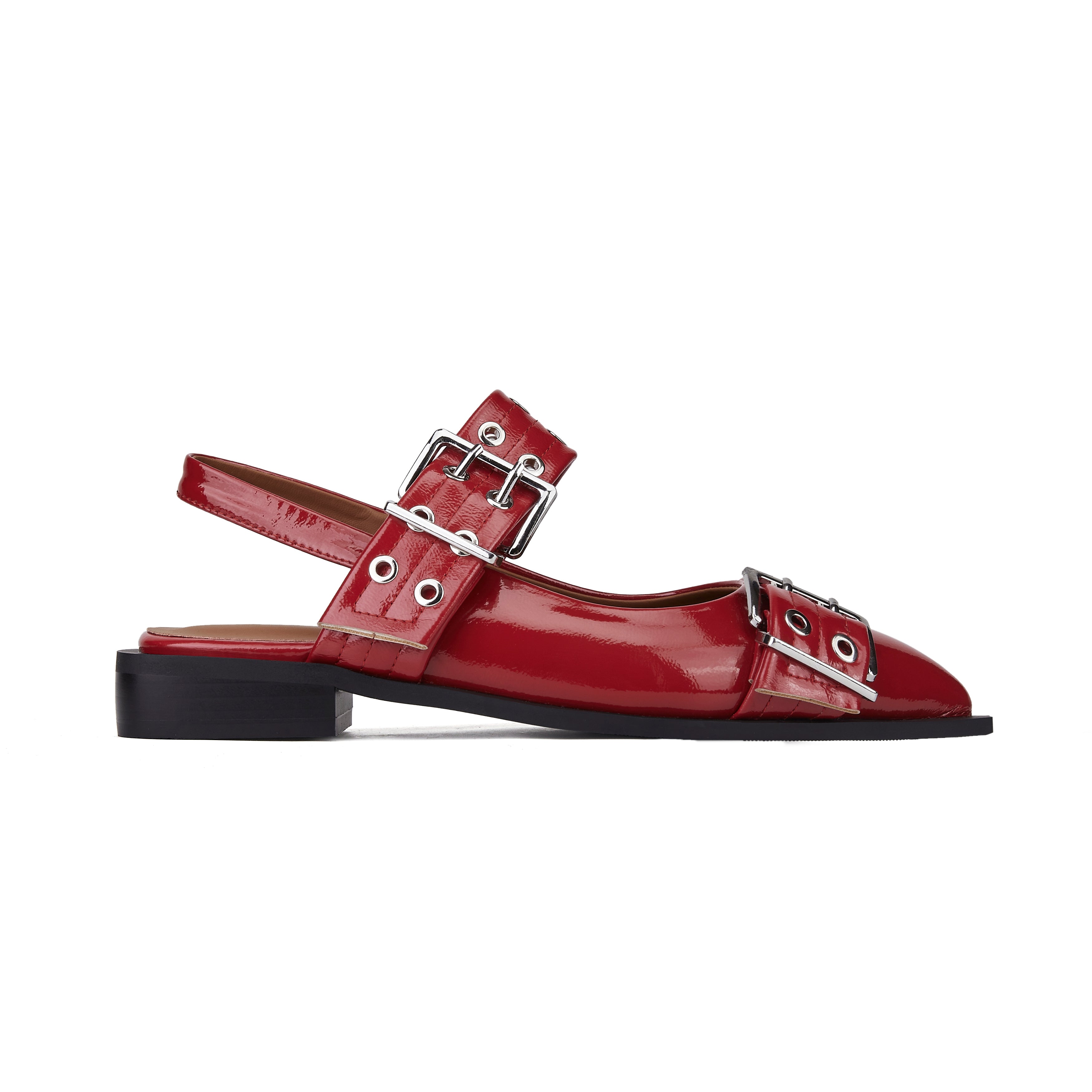 Buckle Leather Ballet Low Heel Flats