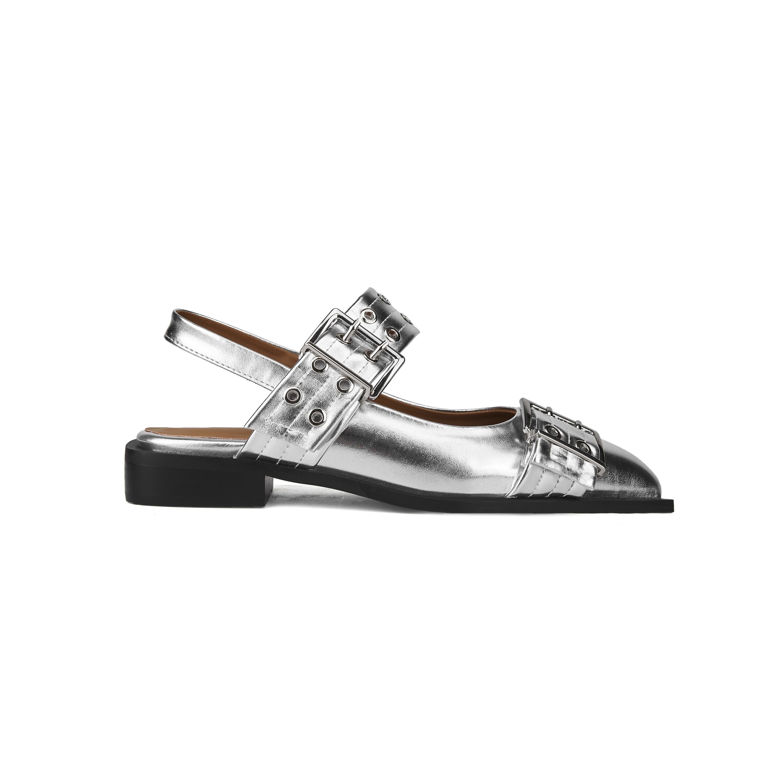 Buckle Leather Ballet Low Heel Flats