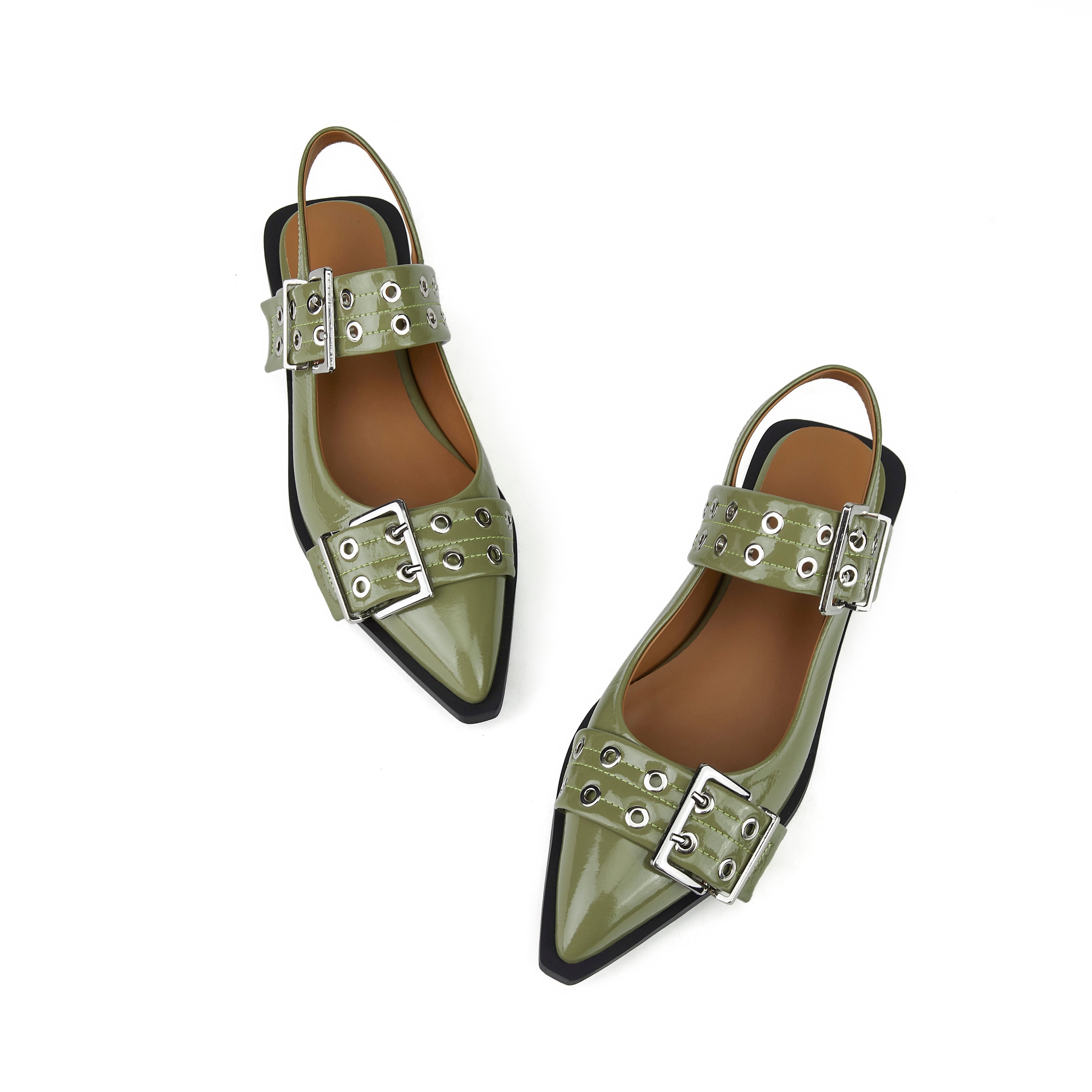 Buckle Leather Ballet Low Heel Flats