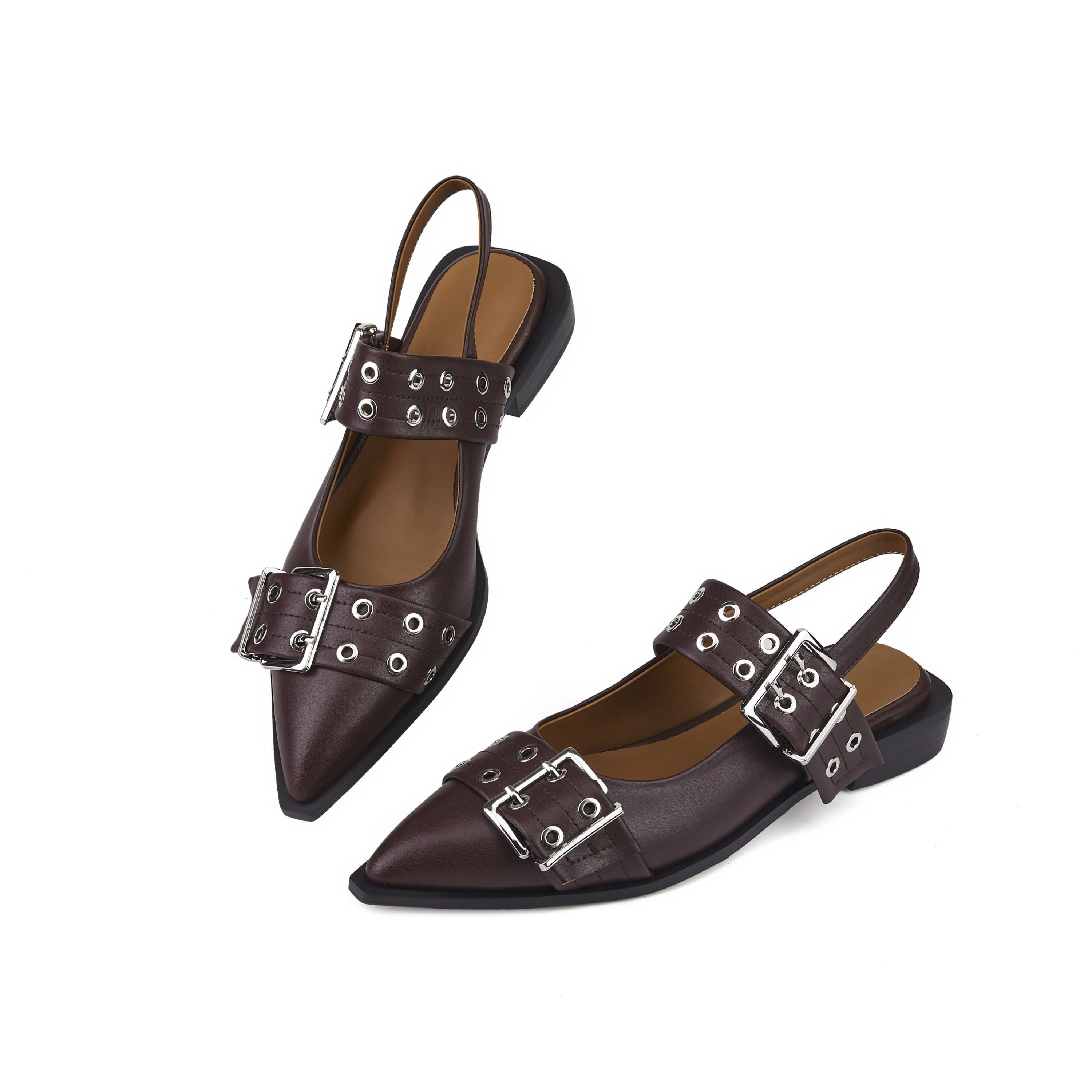 Buckle Leather Ballet Low Heel Flats