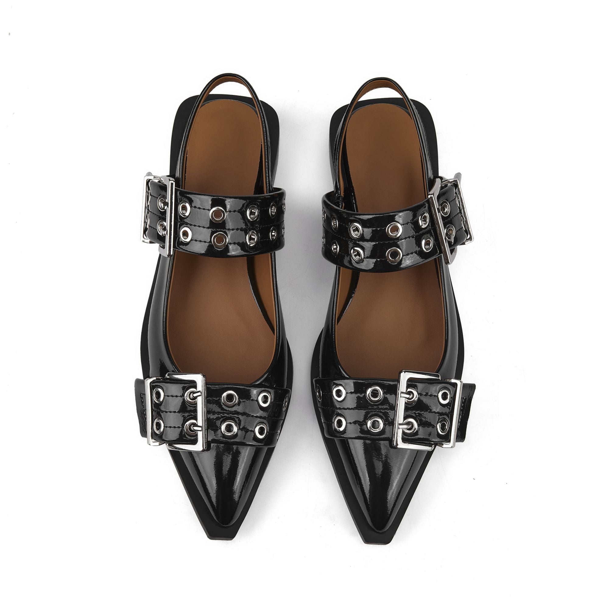 Buckle Leather Ballet Low Heel Flats
