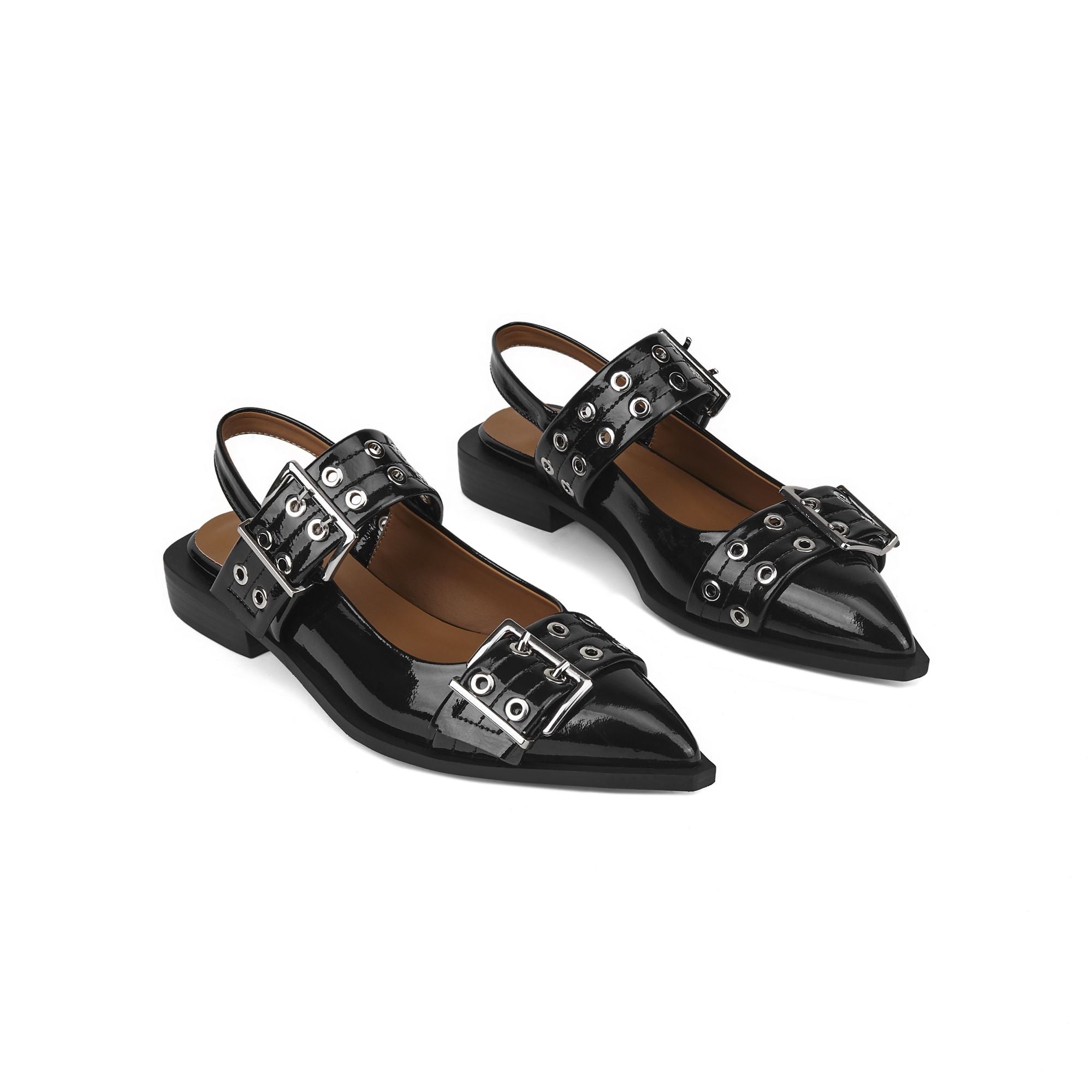 Buckle Leather Ballet Low Heel Flats