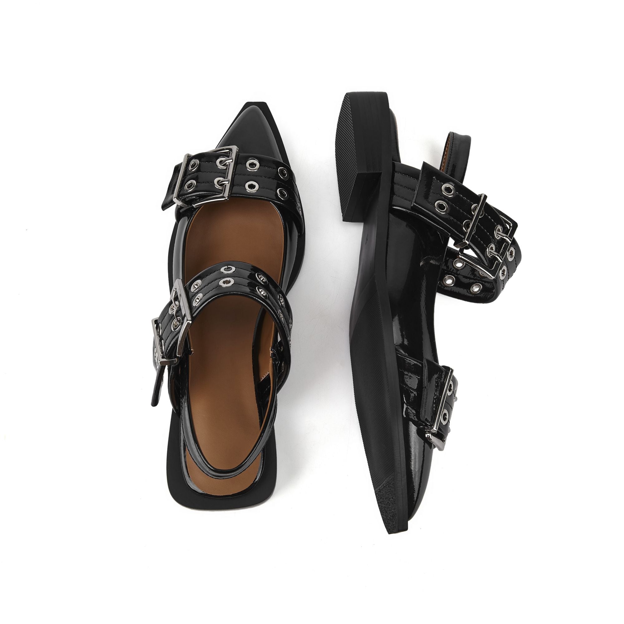 Buckle Leather Ballet Low Heel Flats