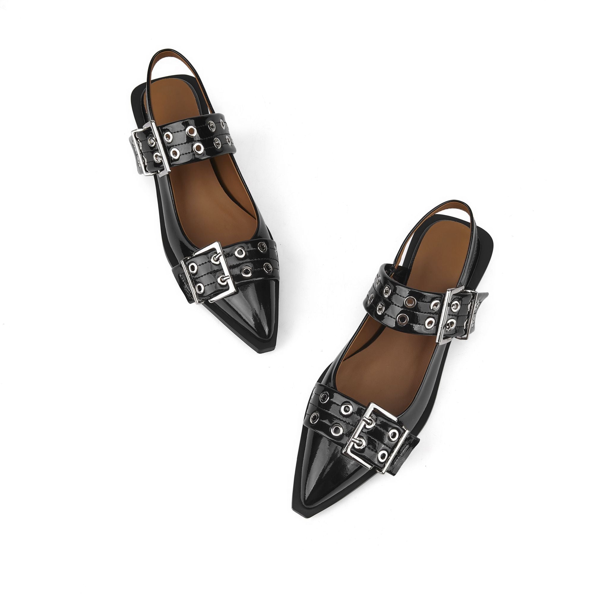 Buckle Leather Ballet Low Heel Flats