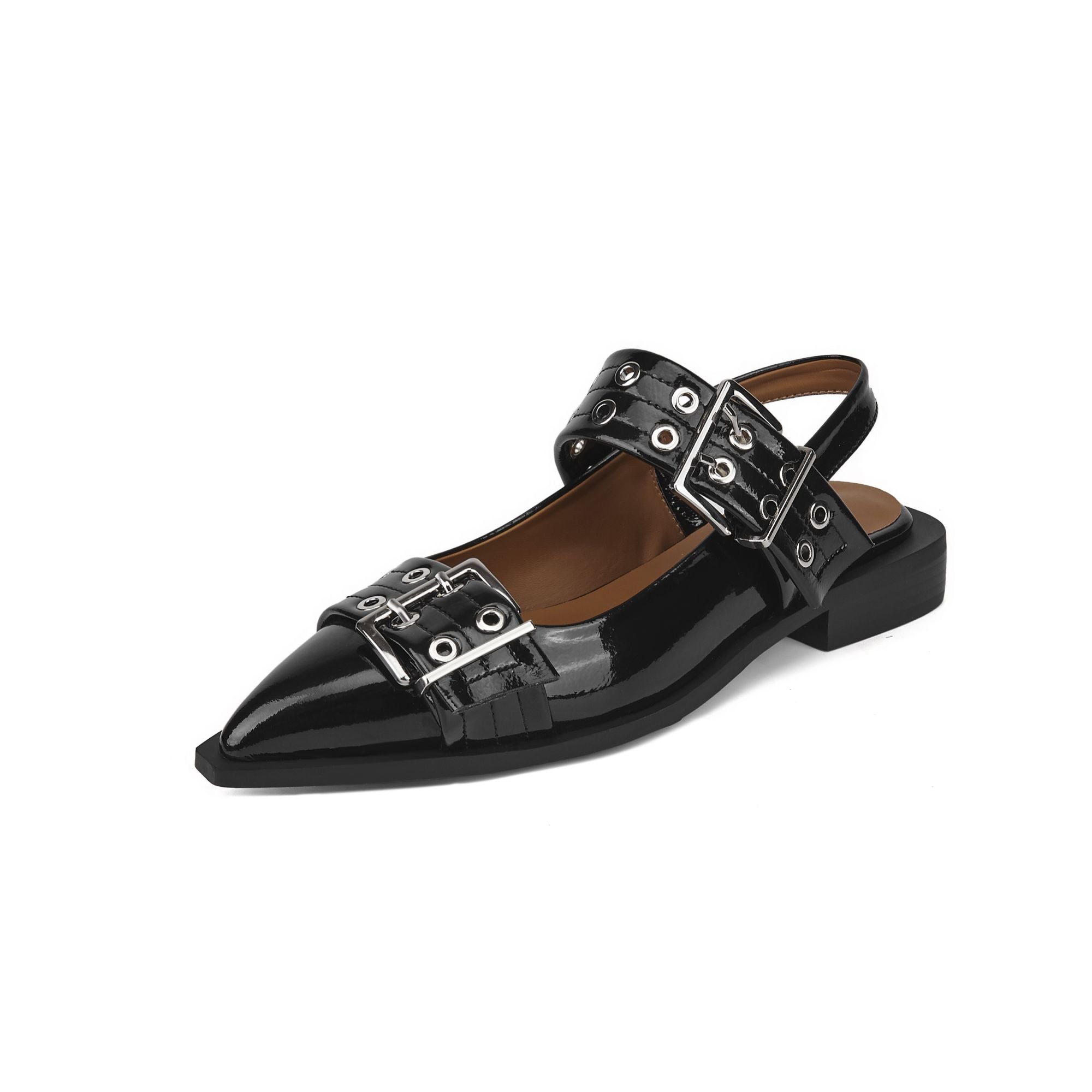 Buckle Leather Ballet Low Heel Flats