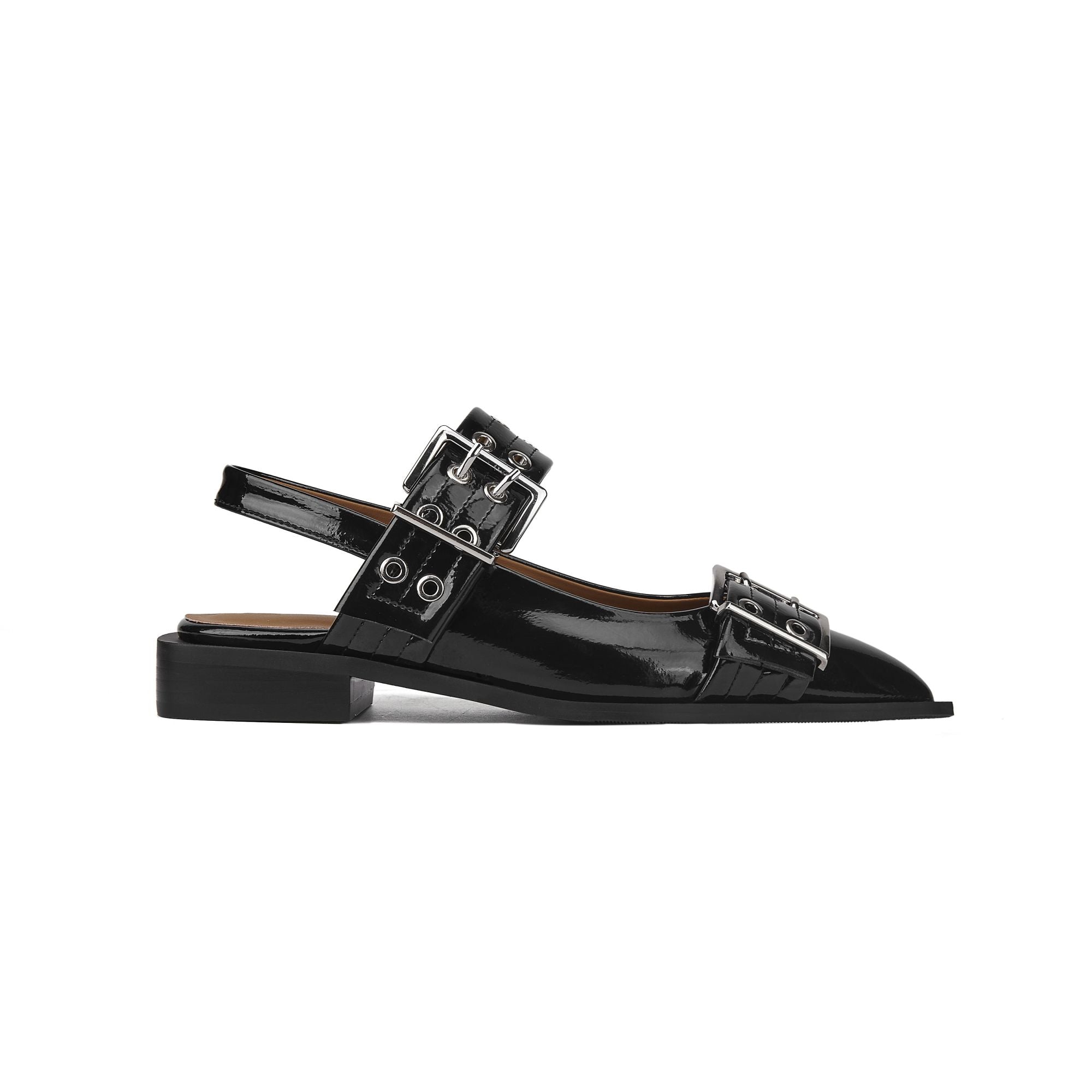 Buckle Leather Ballet Low Heel Flats