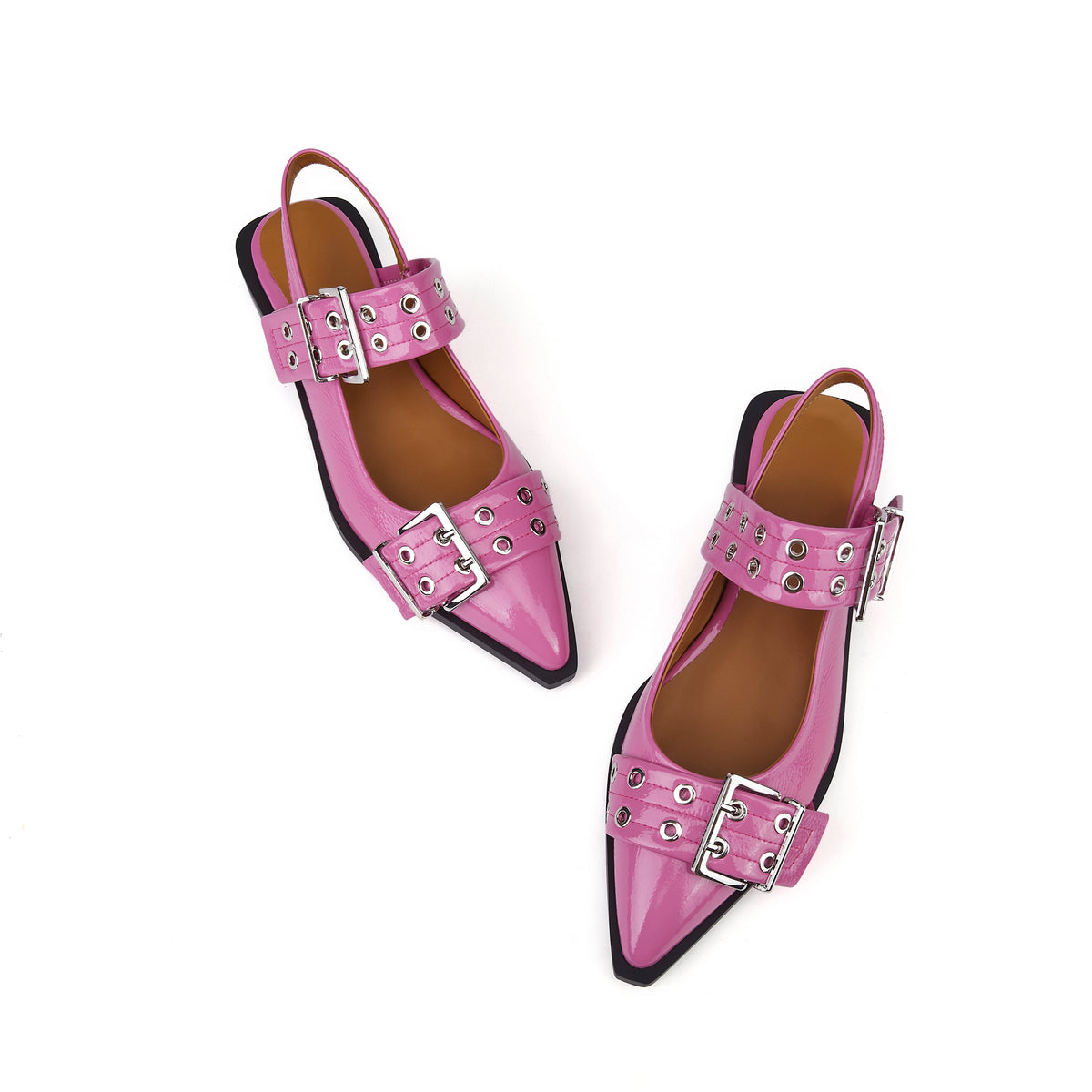 Buckle Leather Ballet Low Heel Flats