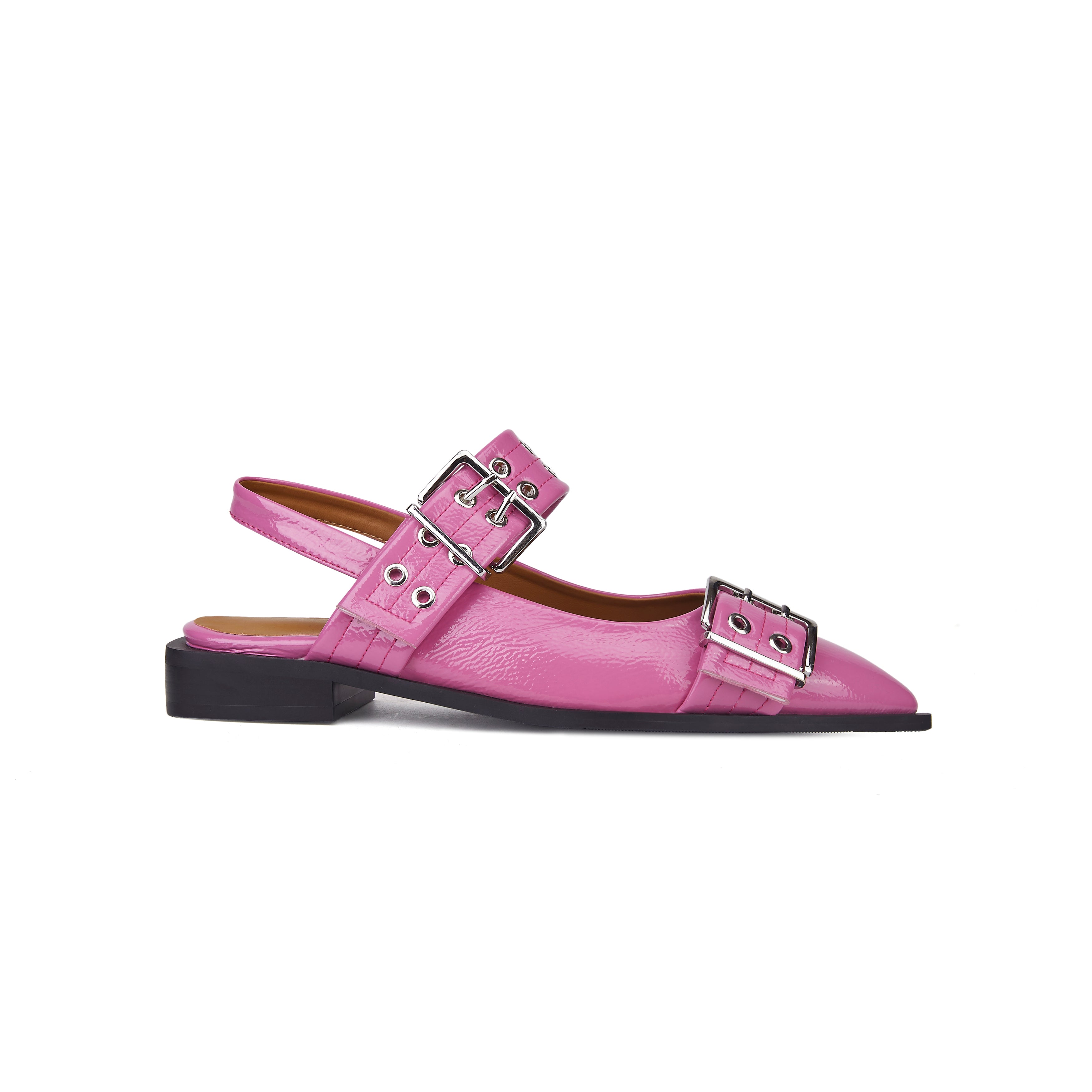 Buckle Leather Ballet Low Heel Flats