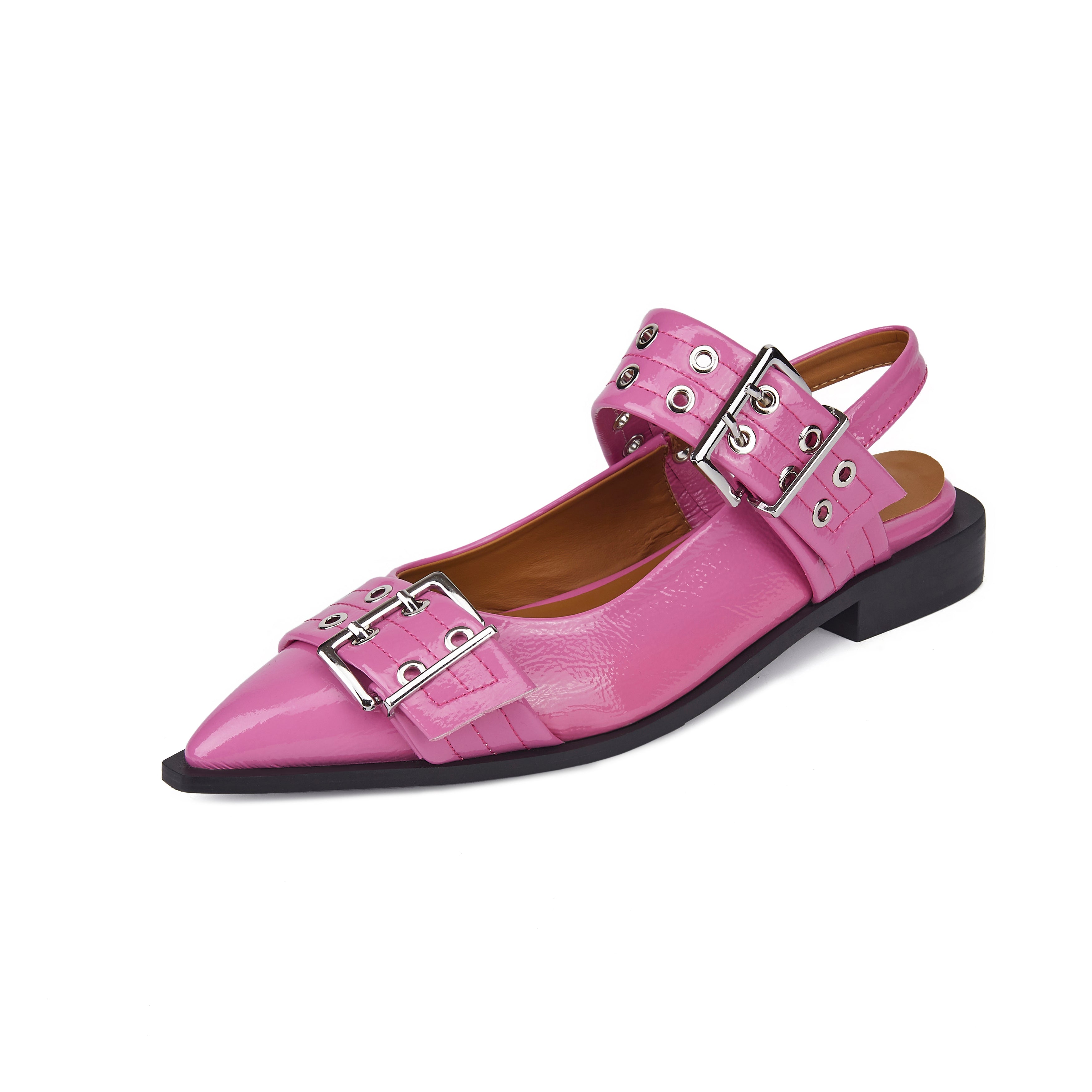 Buckle Leather Ballet Low Heel Flats
