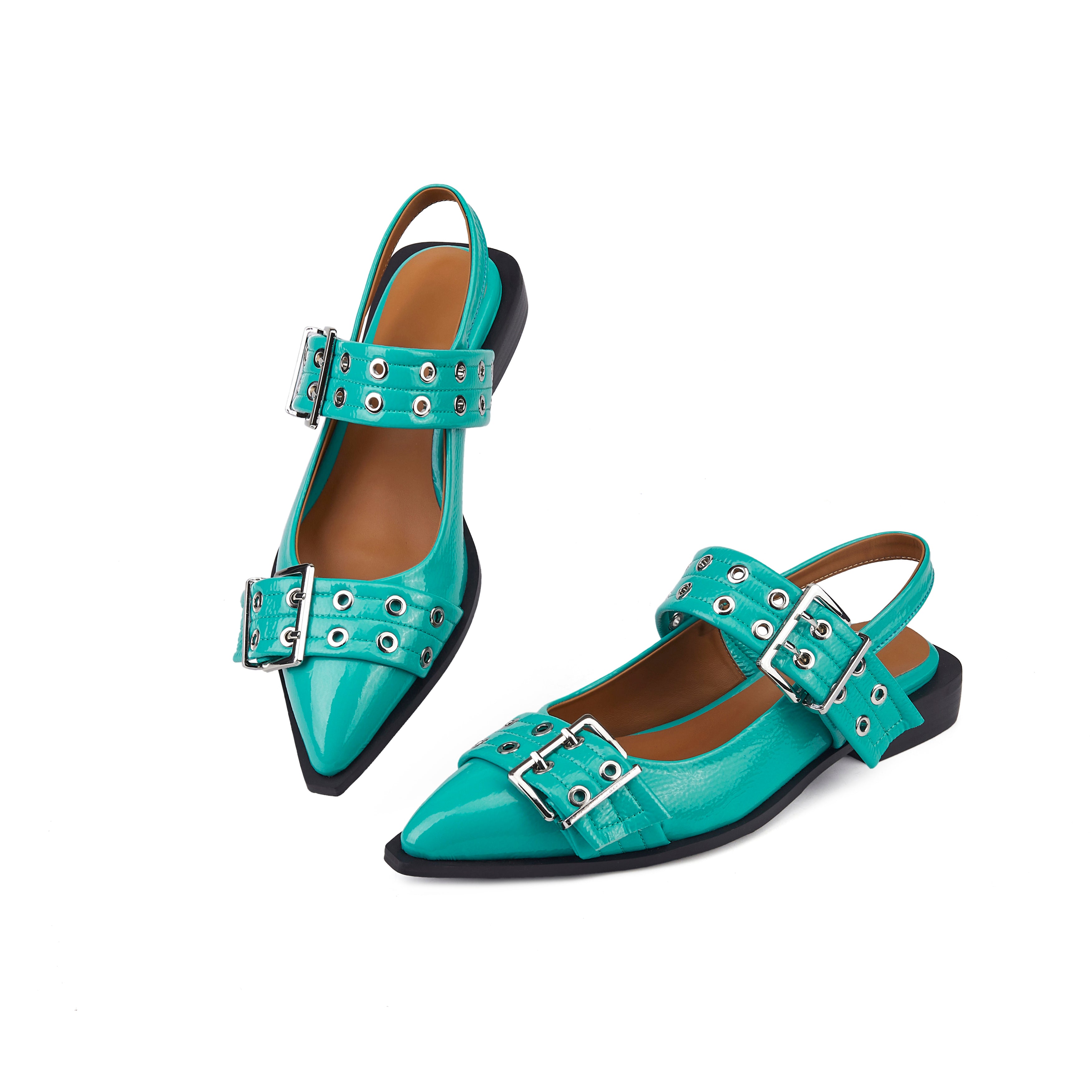 Buckle Leather Ballet Low Heel Flats