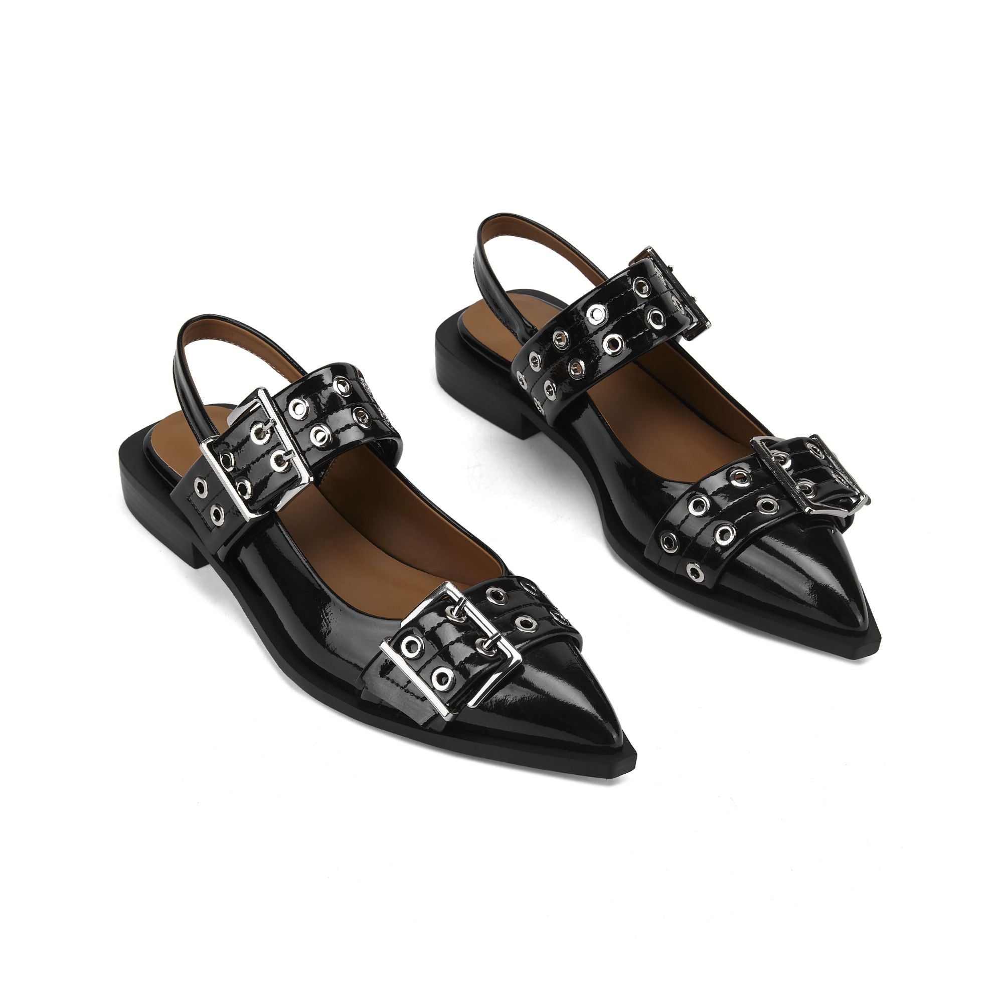 Buckle Leather Ballet Low Heel Flats