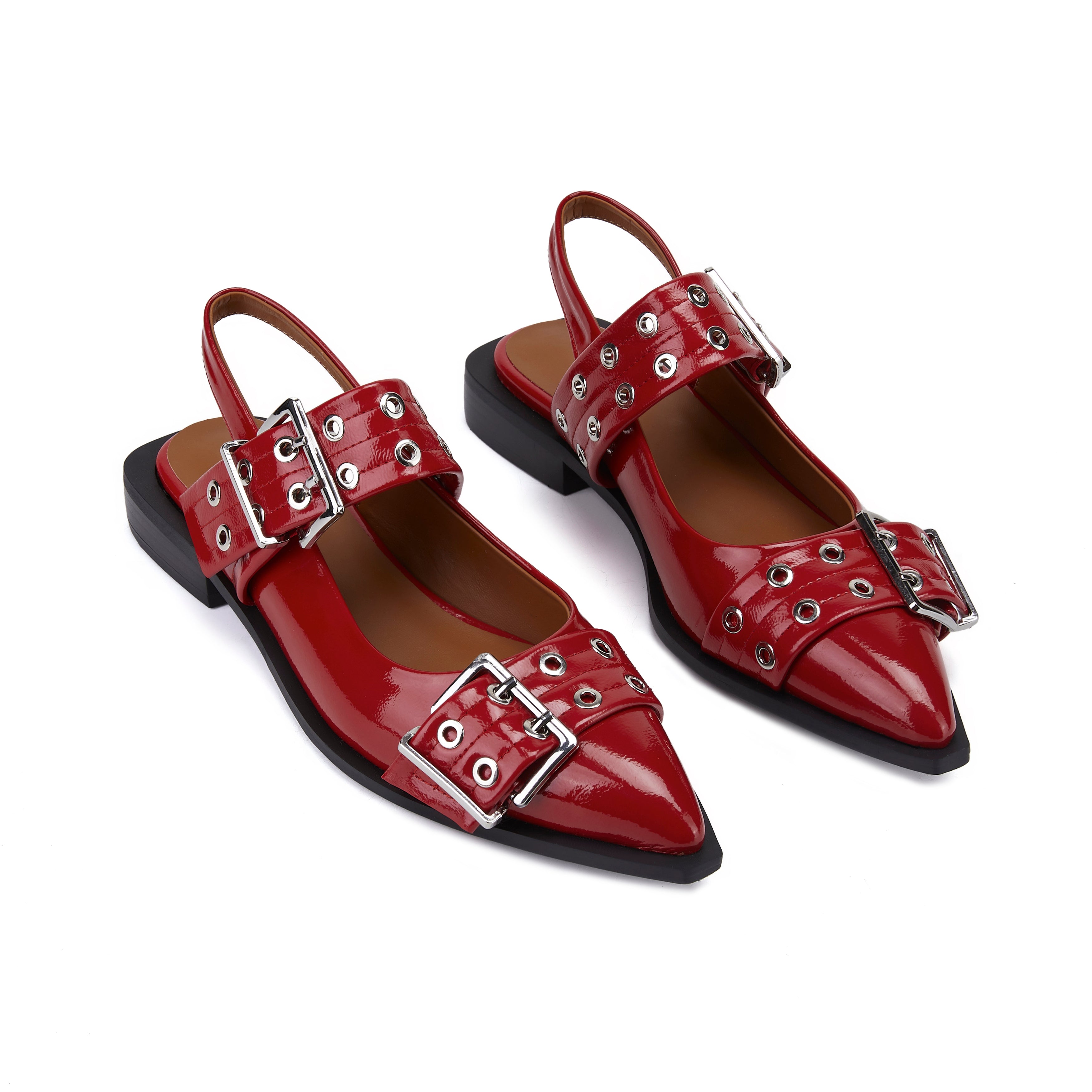Buckle Leather Ballet Low Heel Flats