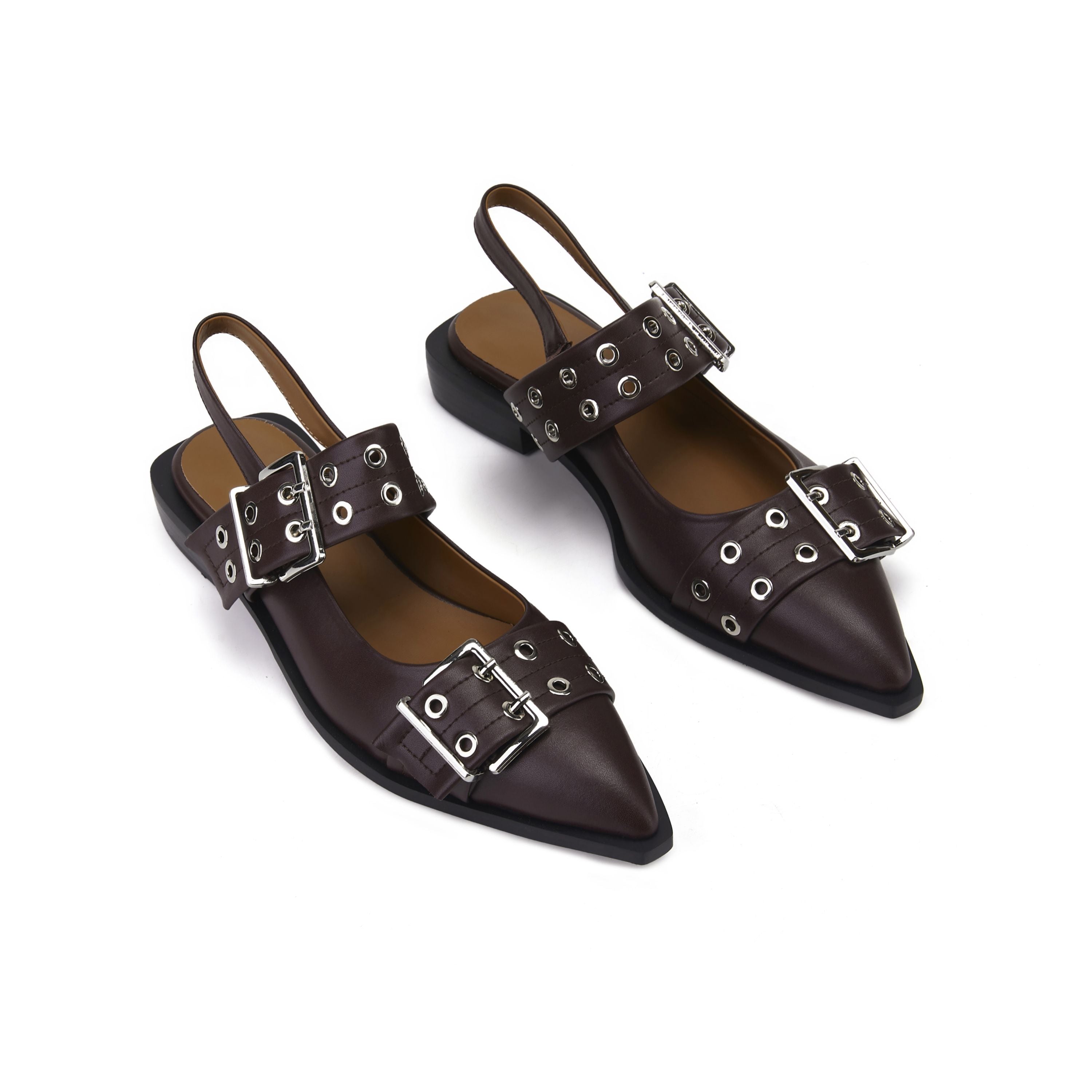 Buckle Leather Ballet Low Heel Flats