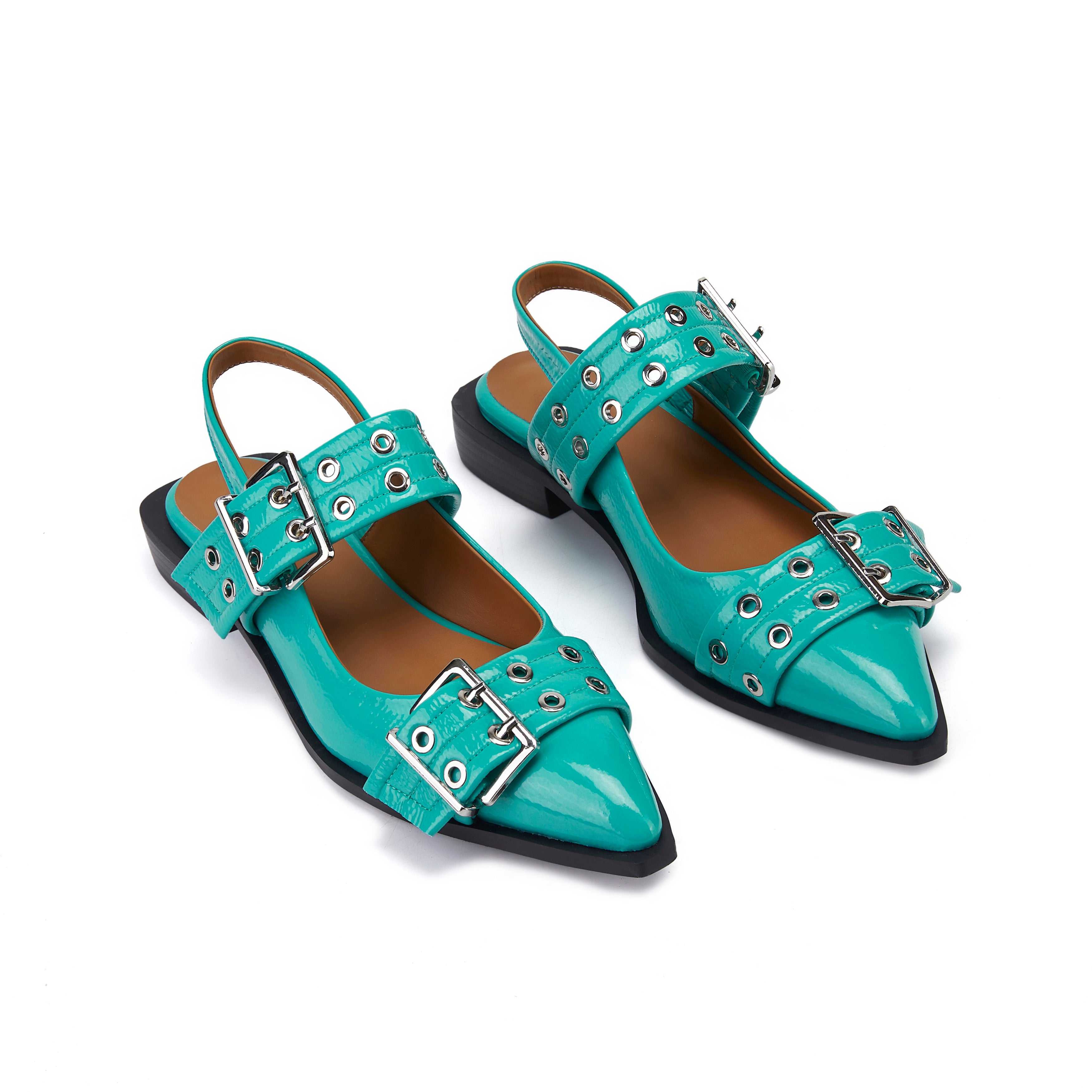 Buckle Leather Ballet Low Heel Flats