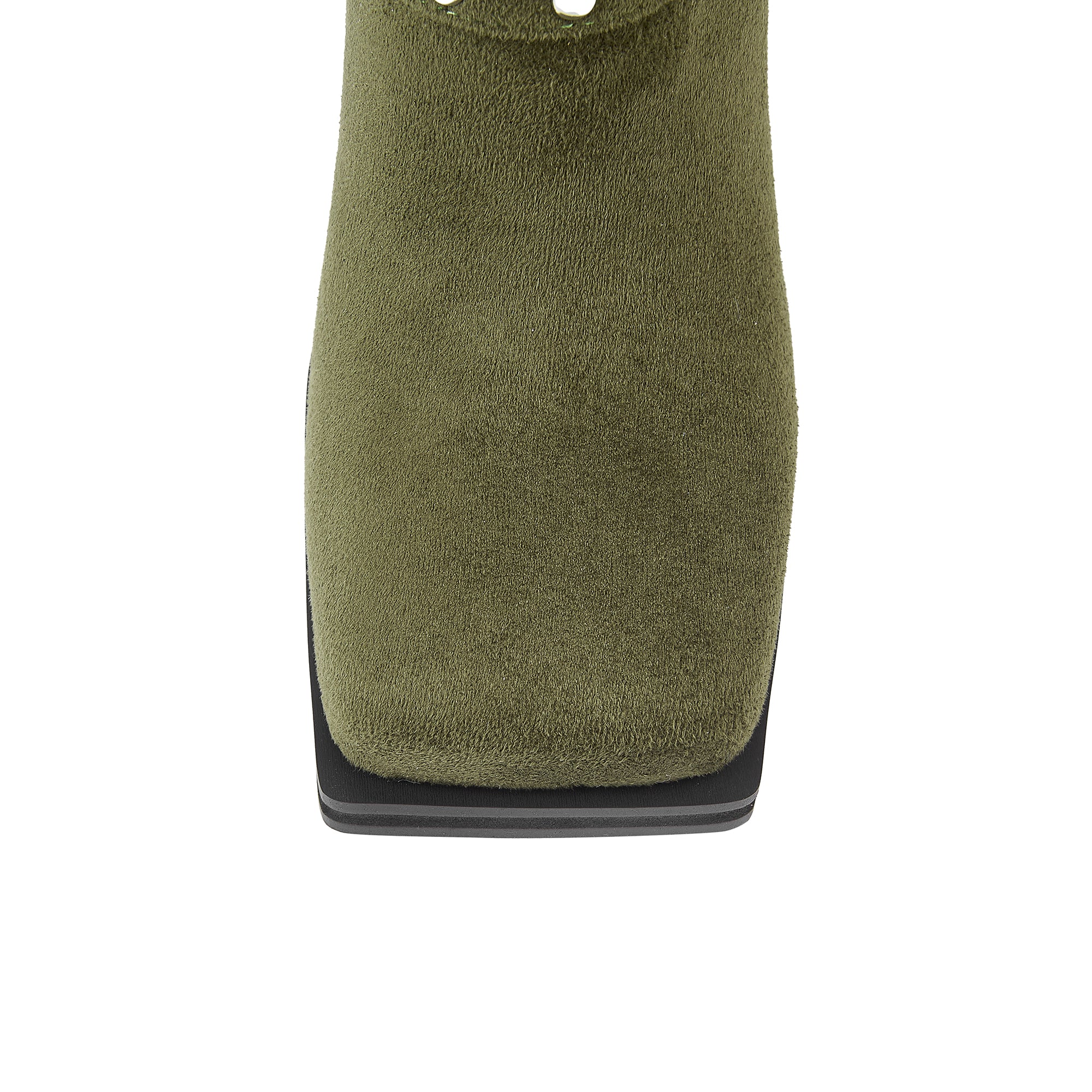 Chunky Heel Mid Calf Western Platform Motorcycle Boots-Green