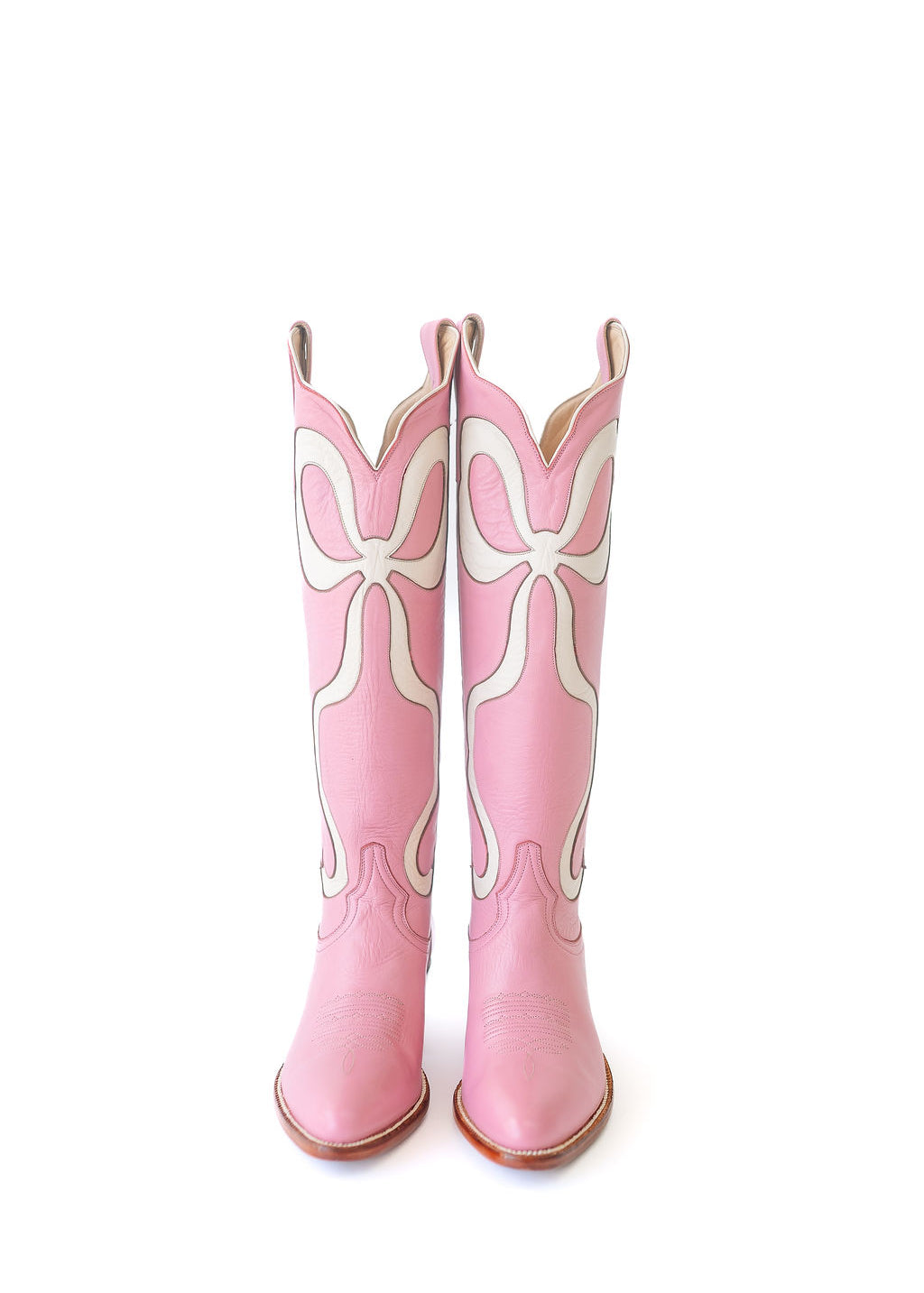 Claire Bow Boot in Pink and Bone