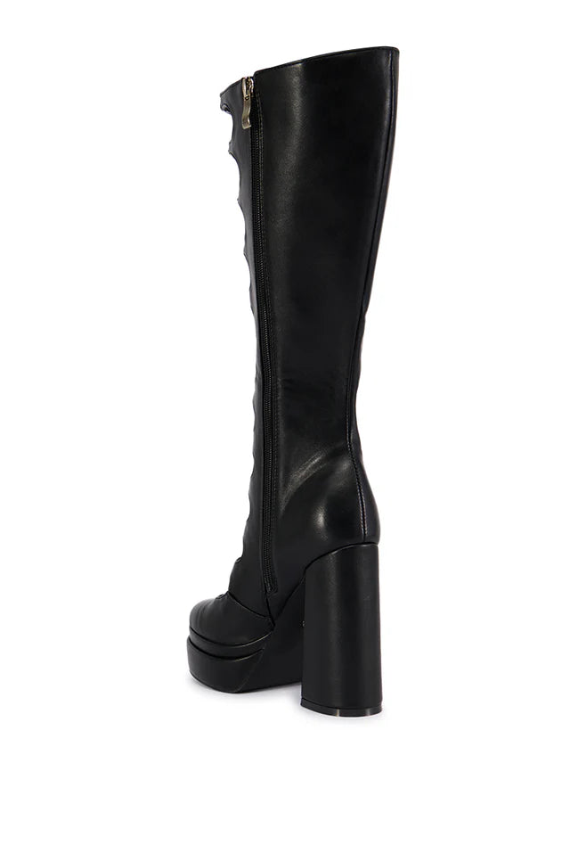 ARQA marigold black buckle up boot