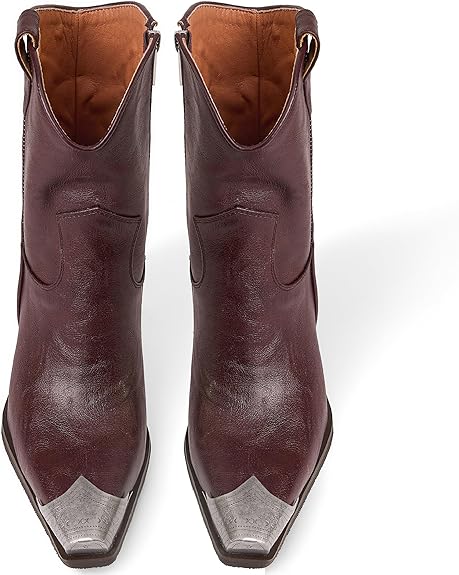 Women's Western  Side Zipper Vintage Cowboy Boot-Brown