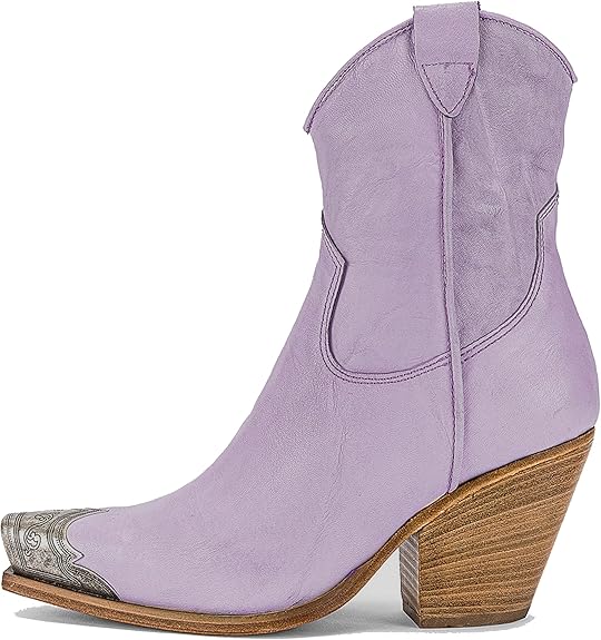 Women's Western  Side Zipper Vintage Cowboy Boot- Purple