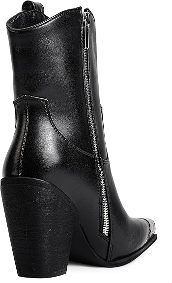 Women's Western  Side Zipper Vintage Cowboy Boot-Black