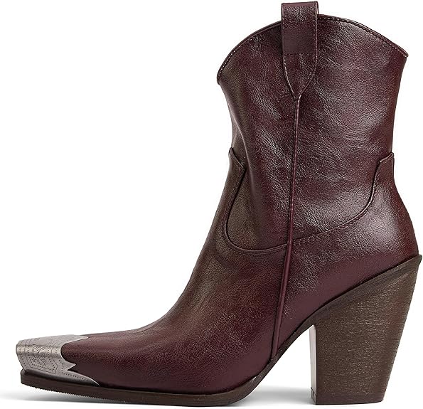 Women's Western  Side Zipper Vintage Cowboy Boot-Brown