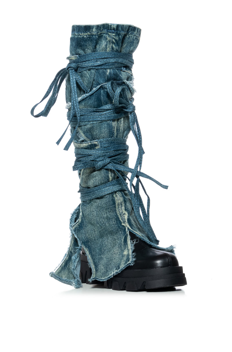 AZALEA WANG KNOXTON DENIM BOOT