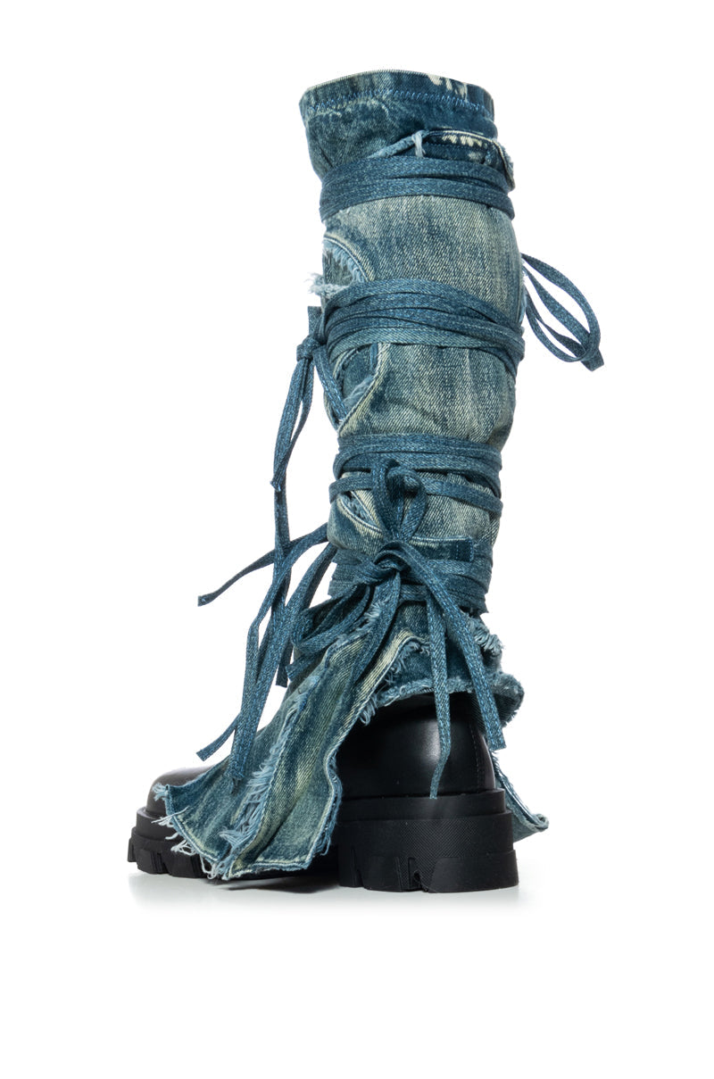 AZALEA WANG KNOXTON DENIM BOOT